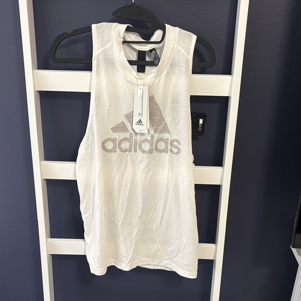 Adidas White Sleeveless Top with Logo